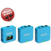Rode Mikrofon-Funksystem Wireless GO Gen 3 Blau + Bonus In-Ear Kopfhörer