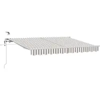 vidaXL Ausziehbare Markise Hellgrau und Weiß 500 x 350 cm Polyester
