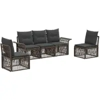 Syfax Gartensofa-set 5 stk. Grau Poly-Rattan