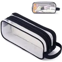 OEM Transparente Schulranzenetui für große Mädchen, transparente Etui mit großem Volumen, tragbarer Kugelschreiberhalter, transparente Etui, Schulausrüstung, Schwarz