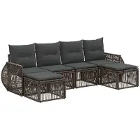 Syfax Gartensofa-set 6 stk. Grau und Dunkelgrau Poly-Rattan