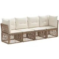 Syfax Gartensofa-set 4 stk. 4-Sitzer Beige Poly-Rattan