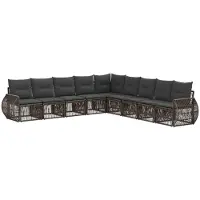 Syfax Gartensofa-set 9 stk. Grau und Dunkelgrau Poly-Rattan