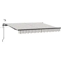 vidaXL Ausziehbare Markise Hellgrau und Weiß 450 x 350 cm Polyester