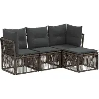 Syfax Gartensofa-set 4 stk. Grau Poly-Rattan