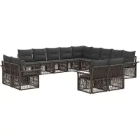 Syfax Gartensofa-set 13 stk. Grau und Dunkelgrau Poly-Rattan