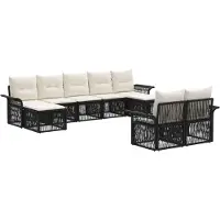 Syfax Gartensofa-set 9 stk. Schwarz Poly-Rattan