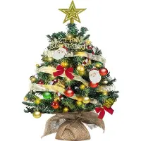 OEM Miniatur-Weihnachtsbaum mit LED-Licht - 60 cm - batteriebetrieben - kunststoff - mit Kugel-Ornamenten