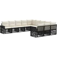 Syfax Gartensofa-set 11 stk. Schwarz und Cremeweiß Poly-Rattan