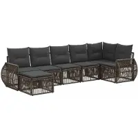 Syfax Gartensofa-set 7 stk. Grau und Dunkelgrau Poly-Rattan