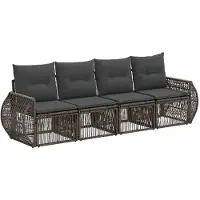 Syfax Gartensofa-set 4 stk. 4-Sitzer Grau und Dunkelgrau Poly-Rattan