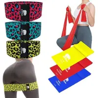 Markenlos Set von 5 Fitnessbändern und 3 elastischen Muskelbändern für Fitness und Hometraining - 180 cm