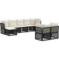Syfax Gartensofa-set 9 stk. Schwarz Poly-Rattan