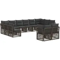 Syfax Gartensofa-set 12 stk. Grau Poly-Rattan