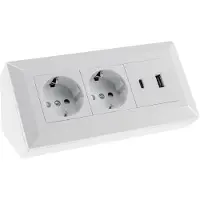 Chilitec 2-fach Steckdosenblock USB-A+C weiß 250V/ 16A Aufbaumontage USB 3,1A PD