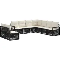 Syfax Gartensofa-set 9 stk. Schwarz Poly-Rattan