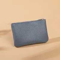 OEM Uni lychee print minimalistische rits zero wallet, blauw, 12,5 x 8 cm