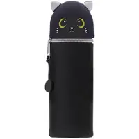 OEM Silikon Tas, 2-in-1 Etui für Mädchen und Jungen, Schwarz, Cartoon-Katze, Softcase, Ständer, Schreibutensilien, Mädchen- und Jungenetui