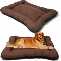 Markenlos Hundebett Katzenbett - Antirutsch, tragbar, weich - Größe M (87 x 67 cm, braun)