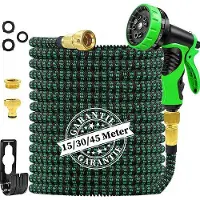 OEM Flexibele, knikvrije, rekbare tuinslang-upgrade met 10 sproeiers, messing verbinding en latexkern, 15 m lang, ideal voor wassen und gießen