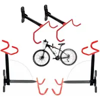 BAYLI 4er Set Fahrrad Wandhalterung | Fahrradhalter Garage | klappbare Wandhalterung für Fahrräder | platzsparende Fahrradaufhängung Wand Montage mit Doppelhaken | Kinderfahrrad Fahrradträger | Fahrradhaken