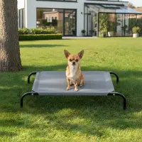 Belviona Hundeliege erhöht, wetterfestes Outdoor-Hundebett mit stabilem Metallrahmen, atmungsaktiv & pflegeleicht, 75x47 cm, grau