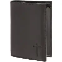 OXMOX Leder Geldbörse Leather RFID Protect Kombibörse Freedom Cross Embossed Brown dunkelbraun