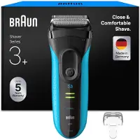 Braun Series 3+ Elektrorasierer Herren 3040s, 3 flexible Klingen, MicroComb Mitteltrimmer, Präzisionstrimmer, Wet & Dry Rasierer, Blau