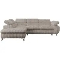 MKS Meble Ecksofa Sofa Grau, Wohnlandschaft L-Form mit Schlaffunktion und Bettkasten, Schlafsofa mit Bettkasten, Sofa mit Einstellbare Kopfstützen, Peter L - Grau Cord - Links Grau