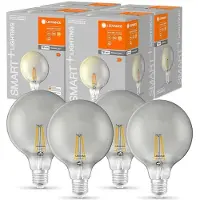 Ledvance 4 x LED Smart+ Filament G125 Globe 6W = 44W E27 Rauchglas 540lm Extra Warmweiß 2500K DIMMBAR App Google Alexa WiFi