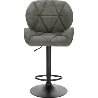 OEM Graue Barhocker - Einzelstück - Verstellbar - Lederbezogene Barhocker - Barhocker Mit Kissenlehne - Barhocker - Hochbeinige Barhocker - Grau - Ledergestoffert