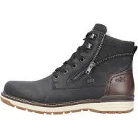Rieker Winterboots , Herren, Gr. 42, Schurwolle, schwarz (schwarz, dunkelbraun), Lederimitat, Textil, Schuhe Winterboots, mit wasserabweisender riekerTEX-Membran, Topseller