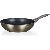 Banquet Metallic Platinum WOK 28CM Wokpfanne, 28 cm max. Durchmesser, Gusseisen/Gussaluminium, Induktionsherd-geeignet, Antihaftbeschichtung