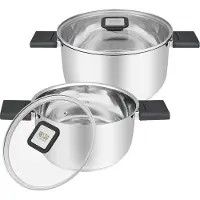 Resto Topf-Set KITCHENWARE "ANSER mit klappbaren Griffen, im Geschenkkarton", silberfarben, Töpfe, Topf-Set, für alle Herdarten geeignet, auch Induktion