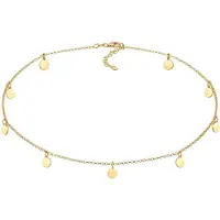 Elli Choker "Halskette Choker Plättchen Coin Poliert 925 Silber" Gr. 36, gold, Halsketten, Damen, ohne Stein, Silber 925 (Sterlingsilber), Choker