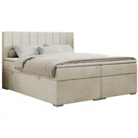 MKS Meble Boxspringbett mit 2 Bettkästen, Matratze und Topper, Polsterbett - ALLY - 140x200cm - Beige - H3