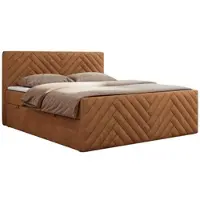 MKS Meble Boxspringbett 140x200 mit Bettkasten Matratze H4 - Paris Duo - Orange Strukture