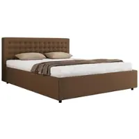 MKS Meble Polsterbett Doppelbett PAVO CLASSIC Bett mit Stauraum Gasdruck-Mechanismus Stauraumbett Multipocket Matratze ELORI LUX 180x200 Braun Kunstleder