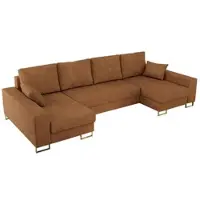 MKS Meble Ecksofa U mit Schlaffunktion und Bettkasten, Wohnlandschaft U-form - DORIAN U - Orange Struktur