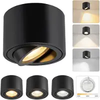 ZMH LED Aufbauspot 4 Stück Dimmbar 4W Ø80x50mm Extra Flach 30° Schwenkbar 3CCT Aufbauleuchte 3000K/4000K/6500K Aufputz Deckenleuchte Rund schwarz