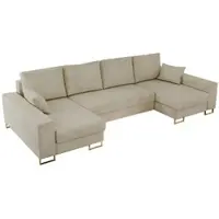MKS Meble Ecksofa U mit Schlaffunktion und Bettkasten, Wohnlandschaft U-form - DORIAN U - Beige Velvet