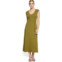 Zero Maxikleid "Maxikleid mit Gürtel", Damen, Gr. 38, EURO, grün (fir grün), Obermaterial: 97% Baumwolle CO(Bio). 3% Elasthan EL., Kleider Maxikleid