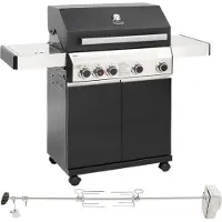 TAINO BLACK 4+1 Set mit Drehspieß Gasgrill Rotisserie mit Motor 4 Brenner Keramik-Sear Zone elektrischer Fleischspieß Grillwagen