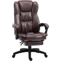 Fortuna Lai Verstellbarer Drehstuhl mit Fußstütze, Kopfstütze, Massagefunktion, Kunstleder, 68,5x68,5x113-121cm, Braun