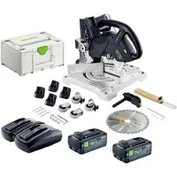 Festool SYMC 70 EB-Basic Akku Leistensäge 36 V ( 2 x 18 V ) 216 mm + 2x Akku 8,0 Ah + Doppelladegerät + Systainer