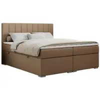 MKS Meble Boxspringbett mit 2 Bettkästen, Matratze und Topper, Polsterbett - ALLY - 140x200cm - Braun - H4