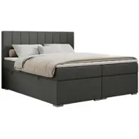 MKS Meble Boxspringbett mit 2 Bettkästen, Matratze und Topper, Polsterbett - ALLY - 140x200cm - Dunkelgrau - H4