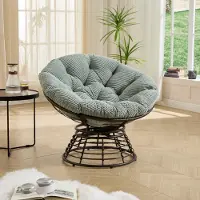 Novavision Bequemer, ergonomischer Papasan-Sessel aus Rattan, 360° drehbar, für drinnen und draußen, mit weichem, dickem Kissen