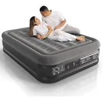 Markenlos Luftmatratze Queensize mit eingebauter Pumpe - schnell aufblasend und komfortabel 45 cm hoch