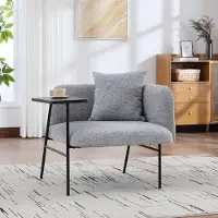 Ulife Moderner Einzelsessel mit bequemer Stofflehne und zwei Staufächern, Kombi mit Metall-Beistelltisch. Für zeitloses Design und Funktionalität in deinem Zuhause